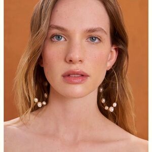 Cult Gaia Nubia XL Gold Hoop Earrings with Pearls NWT